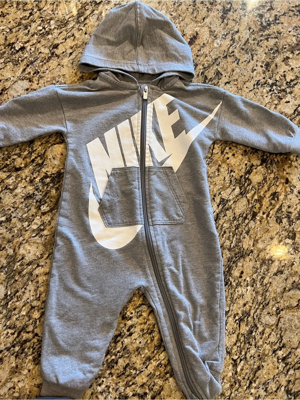 Nike Baby grey hoodie sweater winter jumpsuit onesie 12 months